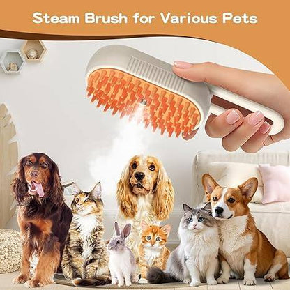 😻🐾Pet Steam Brush, Rechargeable Cat Hair Removal Steam Brush, 2025 New Four-in-One Pet Spray Hair Removal Comb, Anti-static, Massage, Cleaning, Hair Removal and Combing, Multi-function in One!🐾