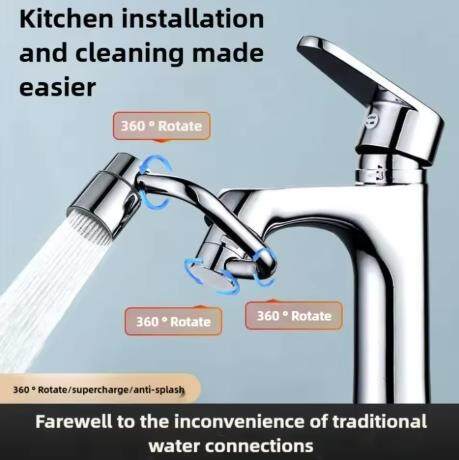 💦Water faucet extender, mechanical arm, multi-directional rotation, extension of faucet, anti-splash swing arm for washbasin