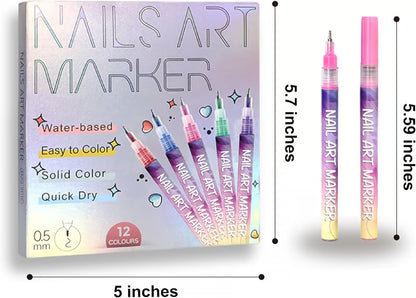 🎨12 Colors Nail Art Pens Set