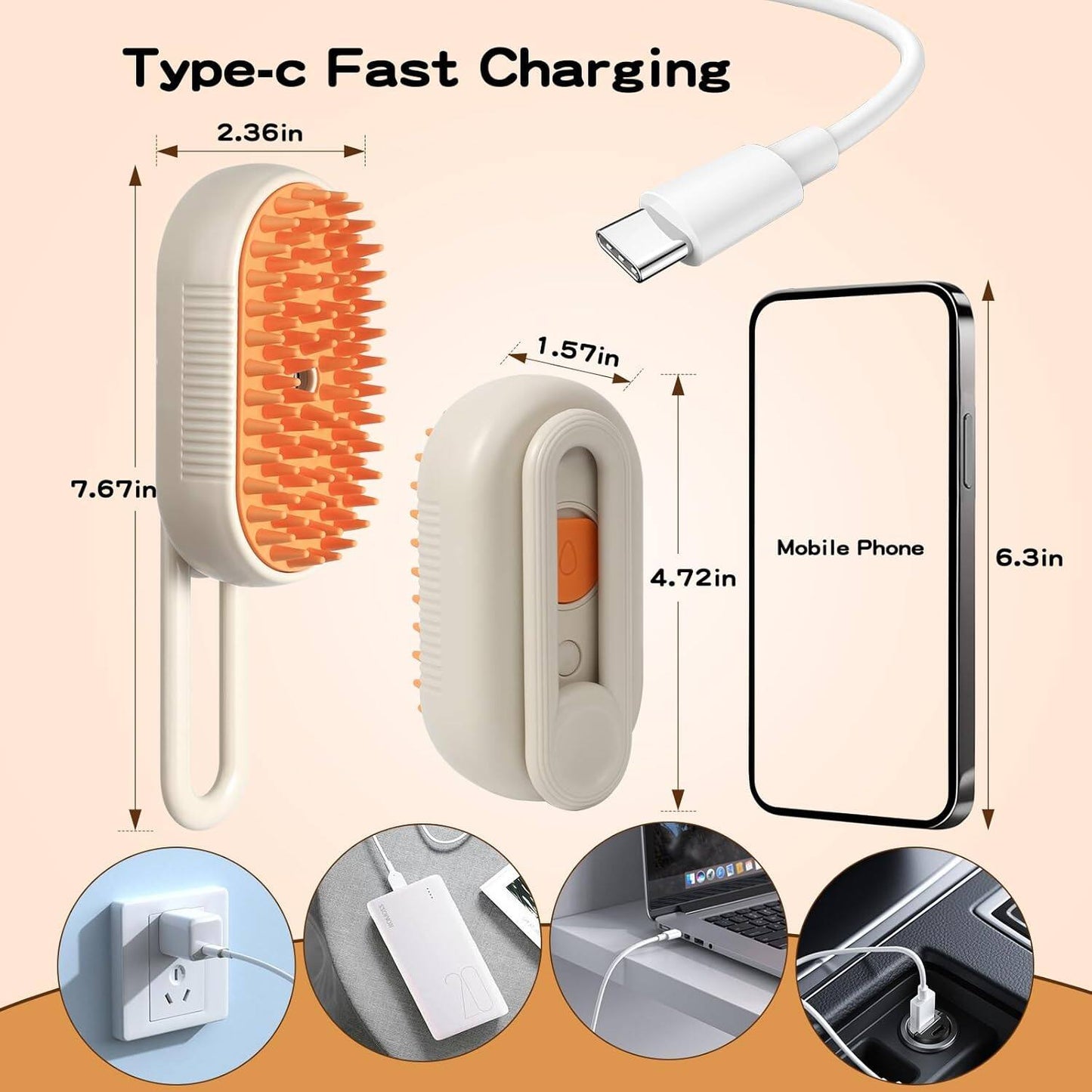 😻🐾Pet Steam Brush, Rechargeable Cat Hair Removal Steam Brush, 2025 New Four-in-One Pet Spray Hair Removal Comb, Anti-static, Massage, Cleaning, Hair Removal and Combing, Multi-function in One!🐾