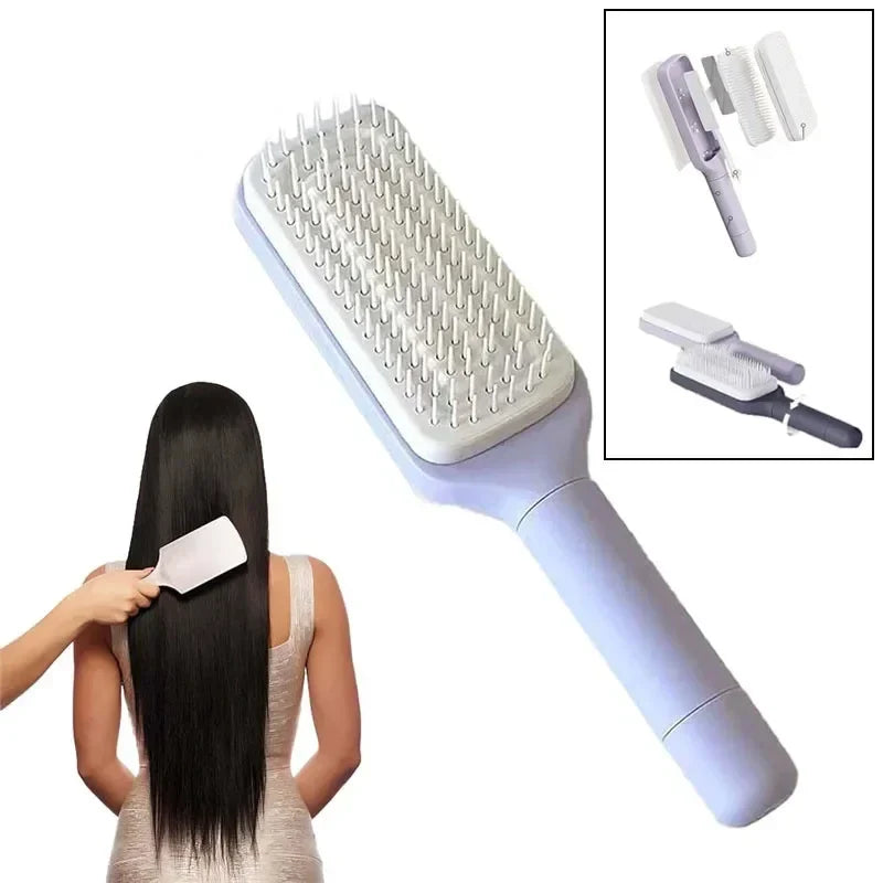 💇‍♀️Massage comb anti-static women's rotating telescopic hair comb hair comb cleaning airbag comb one-button lifting air cushion