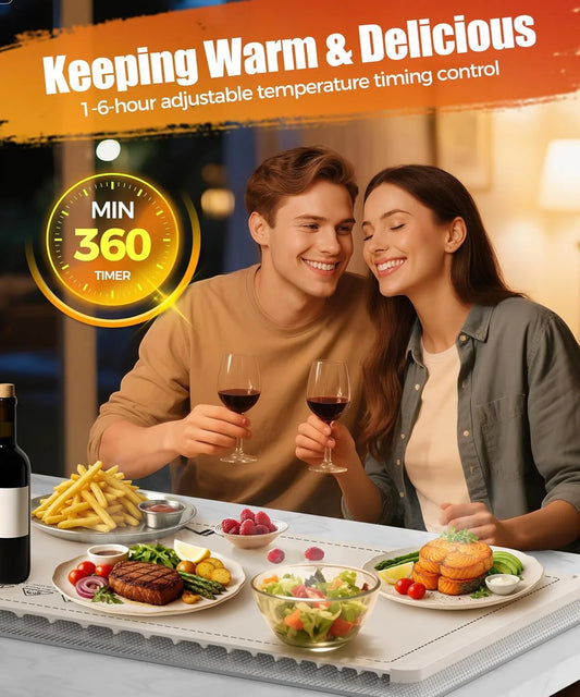 🔥Electric Food Warming Mat – Fast Heating, Portable, with Timer – Perfect for Home & Parties